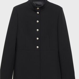 Mango Jacket with Jewel Button Strip Collar